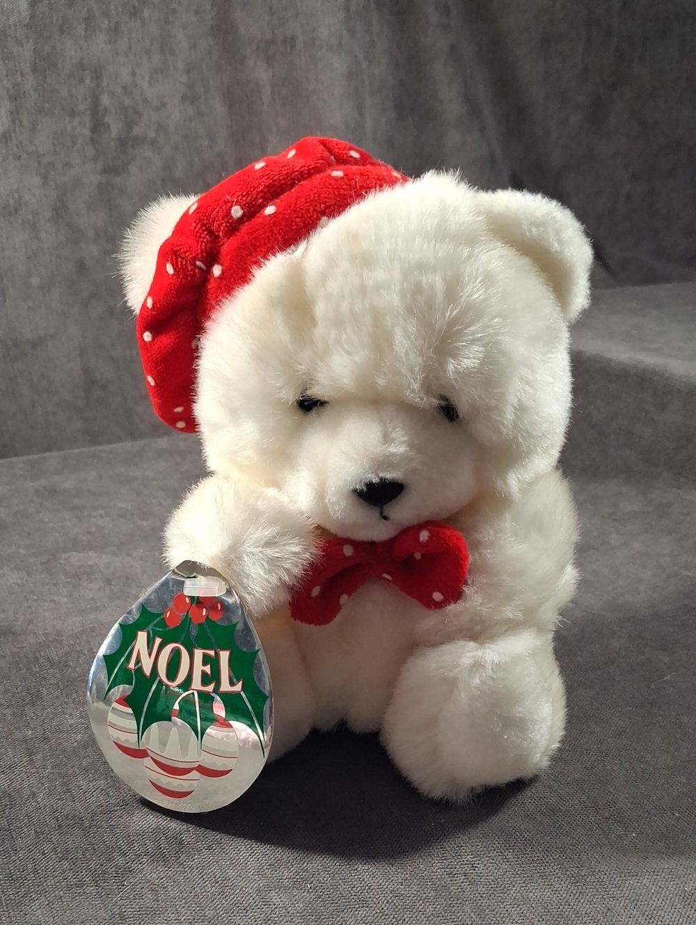 24K Polar Puff 4101 "Perry" White Christmas Teddy Bear Plush NWT 7" 1988